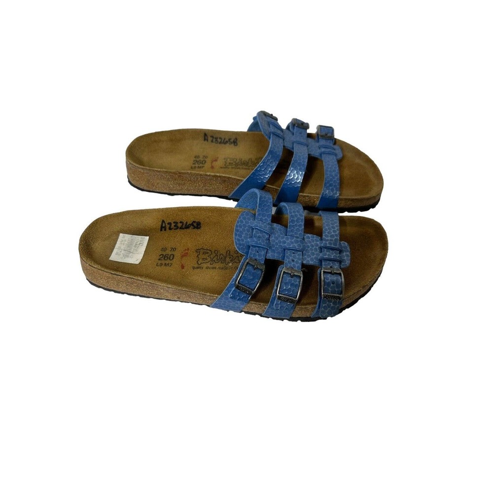 Birkenstock Blue Triple Strap Sandals with Textured Finish - Picture 3 of 8